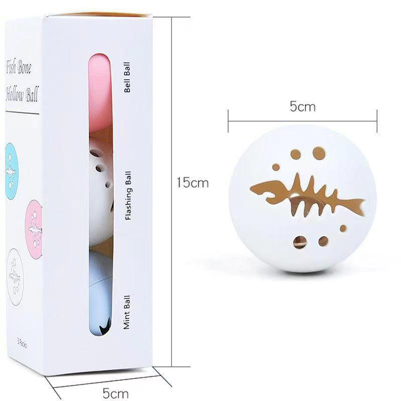 Mainan Kucing Fishbone Ball 3in1 Set Kombinasi Hewan Peliharaan(LED+lonceng+catnip)Pet Cat Toy