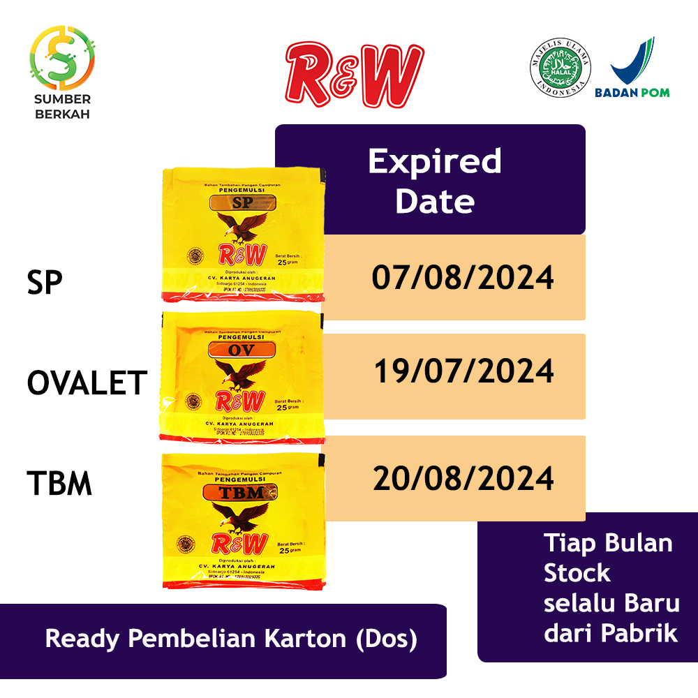 Emulsifier SP Ovalet TBM Pengemulsi Pelembut Pengembang Kue Roti Rajawali R&amp;W RW 25 gr 1 Pack