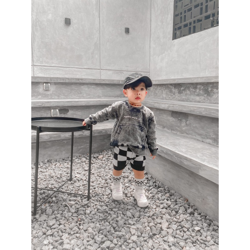 Lemoolen - Moza Knit Checkerboard Set | Oneset Anak Checkerboard | Vest Kids Rajut | Pants Checkerboard Anak