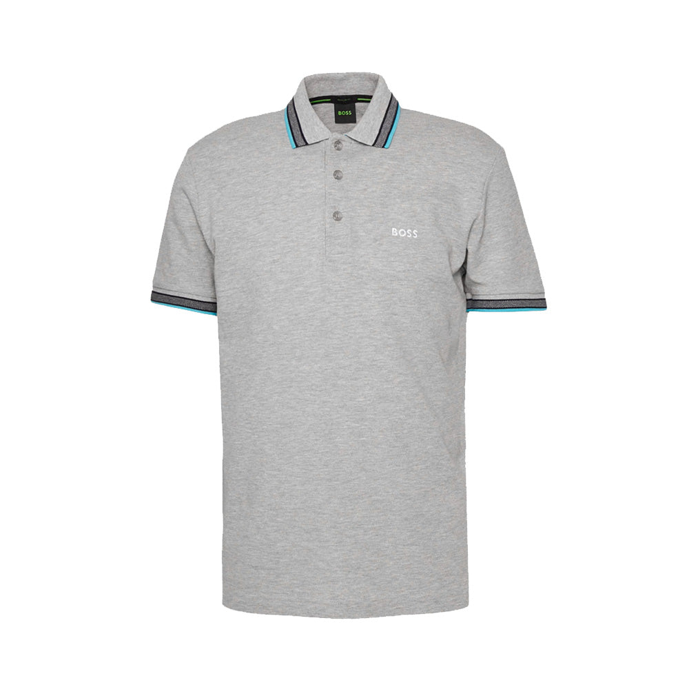 Hgo Boss Paddy Logo Embroidered Polo Shirt Grey/Blue/Black