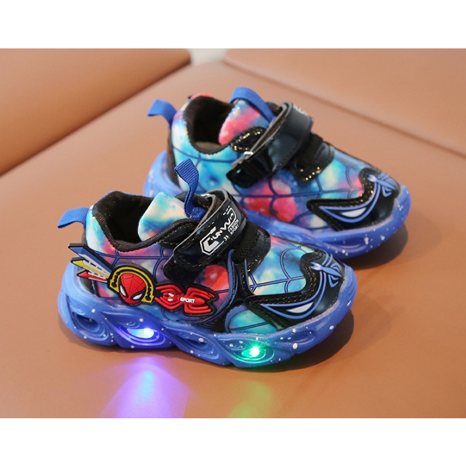 SEPATU ANAK LAKI-LAKI SNEAKER SPIDERMAN LAMPU LED SIZE 21-30 SPIDERMAN NEW
