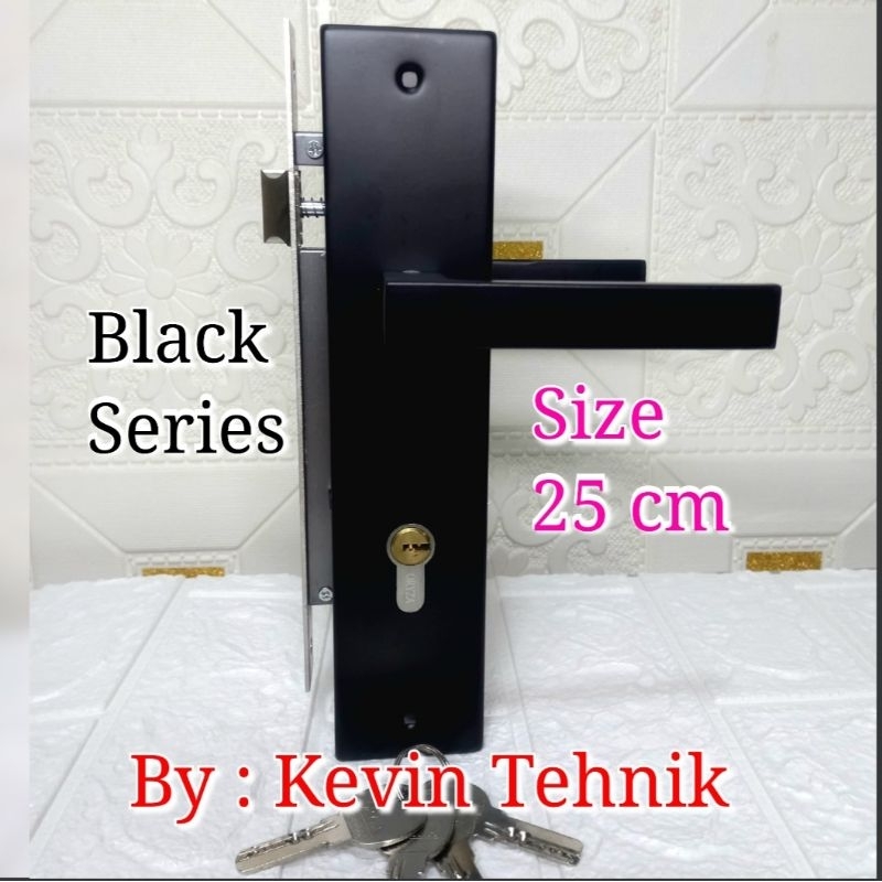 Handle Pintu Besar Set 25 cm Black, Kunci Pintu Rumah Hitam Set 25 cm, Kunci pintu besar komplit Hit