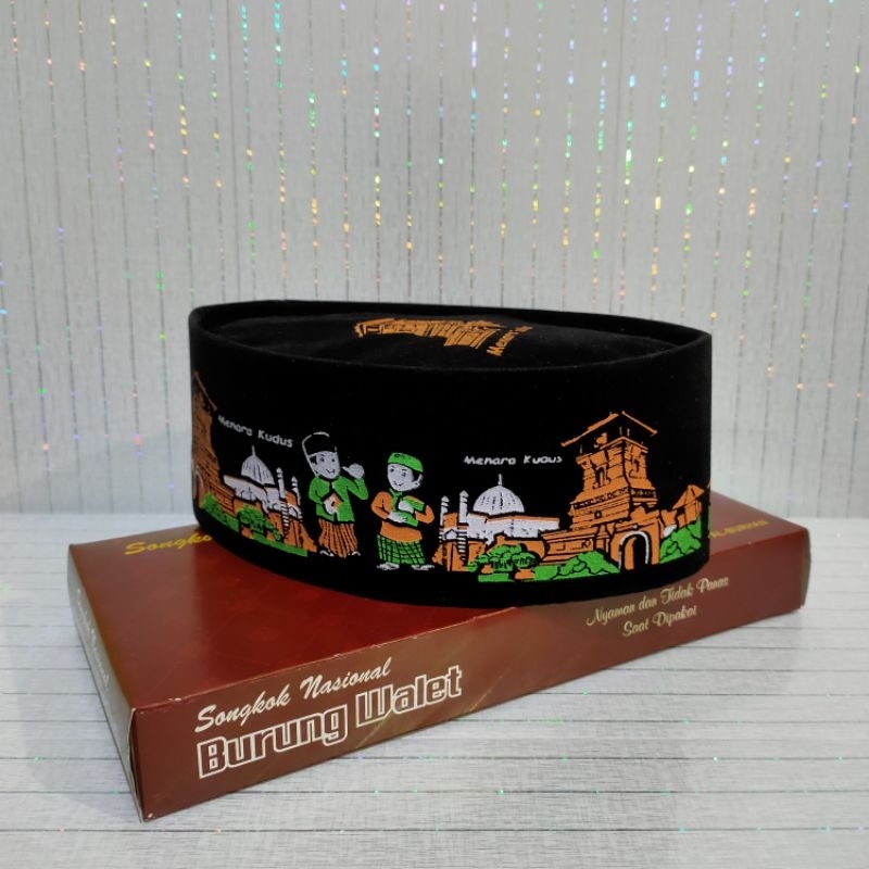 peci songkok kopyah anak karakter menara kudus tinggi 9cm ( burung walet )