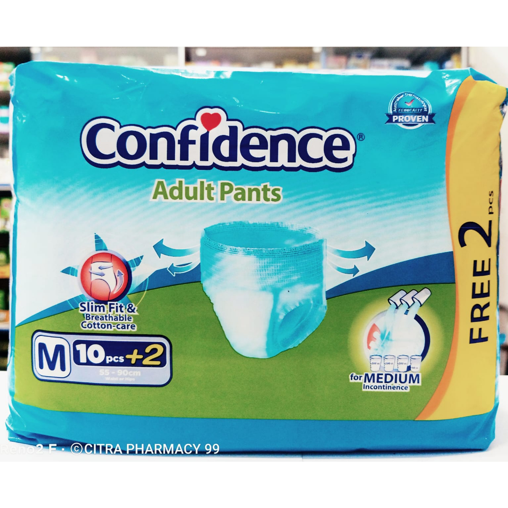 Confidence Adult Pants Premium 𝐔𝐤𝐮𝐫𝐚𝐧 𝐌 𝟏𝟎+𝟐𝐩𝐜𝐬 - Popok Celana Dewasa dan Lansia