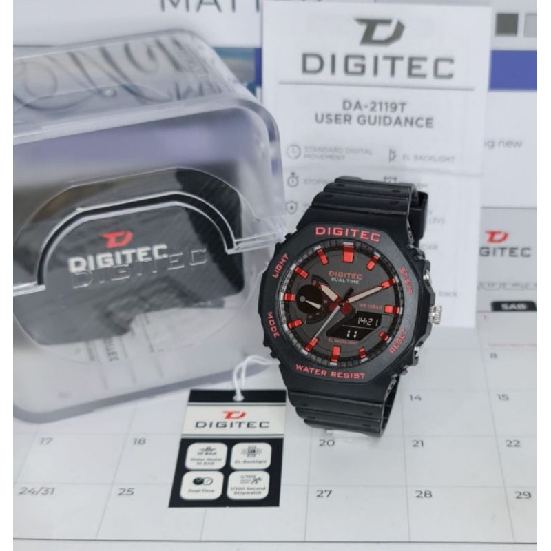 Jam Tangan Pria / Cowok Water Resist Analog Digital merk Digitec 2119