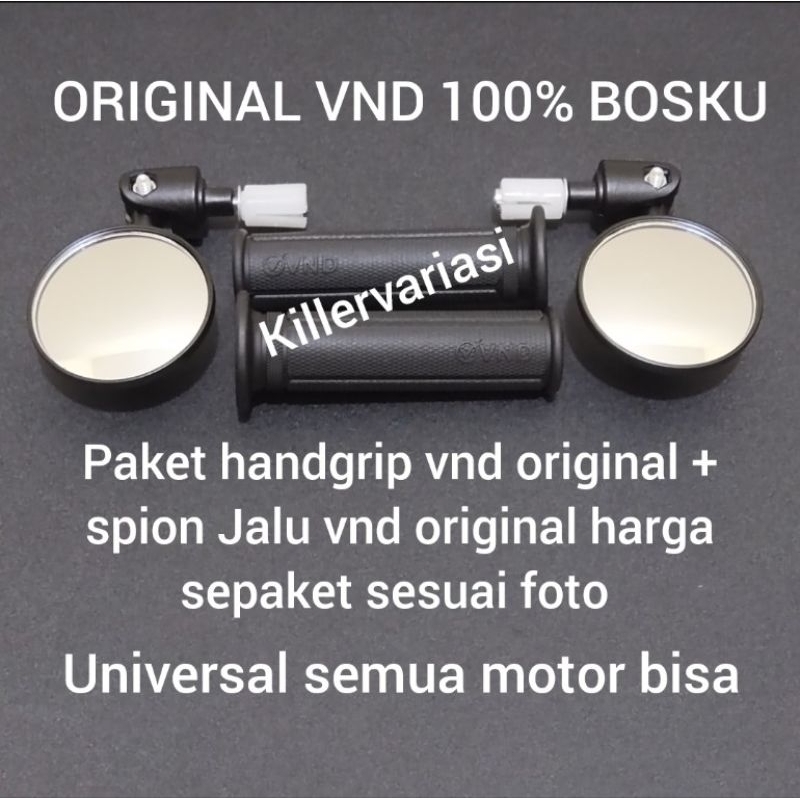 PROMO PAKET HANDGRIP VND PREMIUM + SPION JALU BULAT VND ORIGINAL UNIVERSAL SEMUA MOTOR