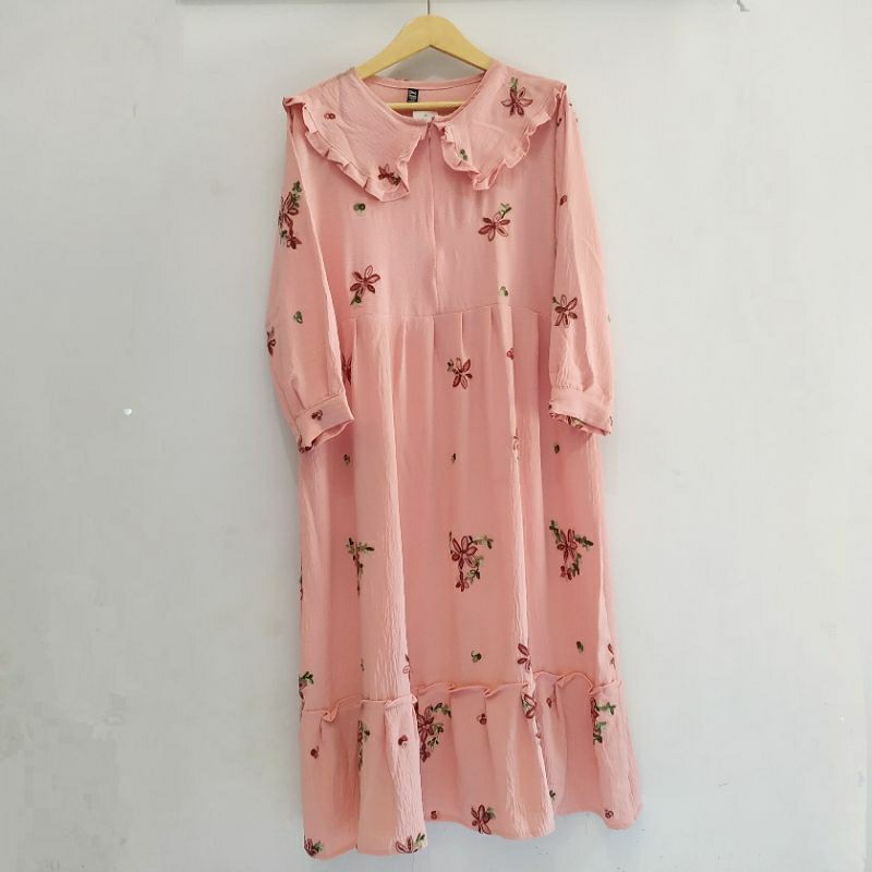 [OTULILI] DEFECT SALE MIDI DRESS LESTY BAHAN CRINKLE CEY AIRFLOW BORDIR LD 110 | GAMIS TUNIK KRINGKE