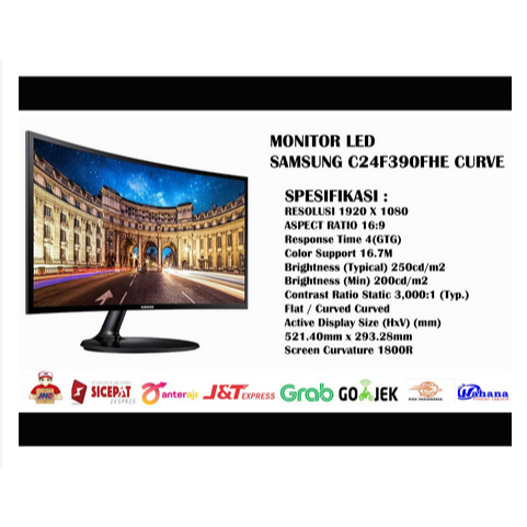 Monitor LED Samsung 24" CURVED C24F390FHE