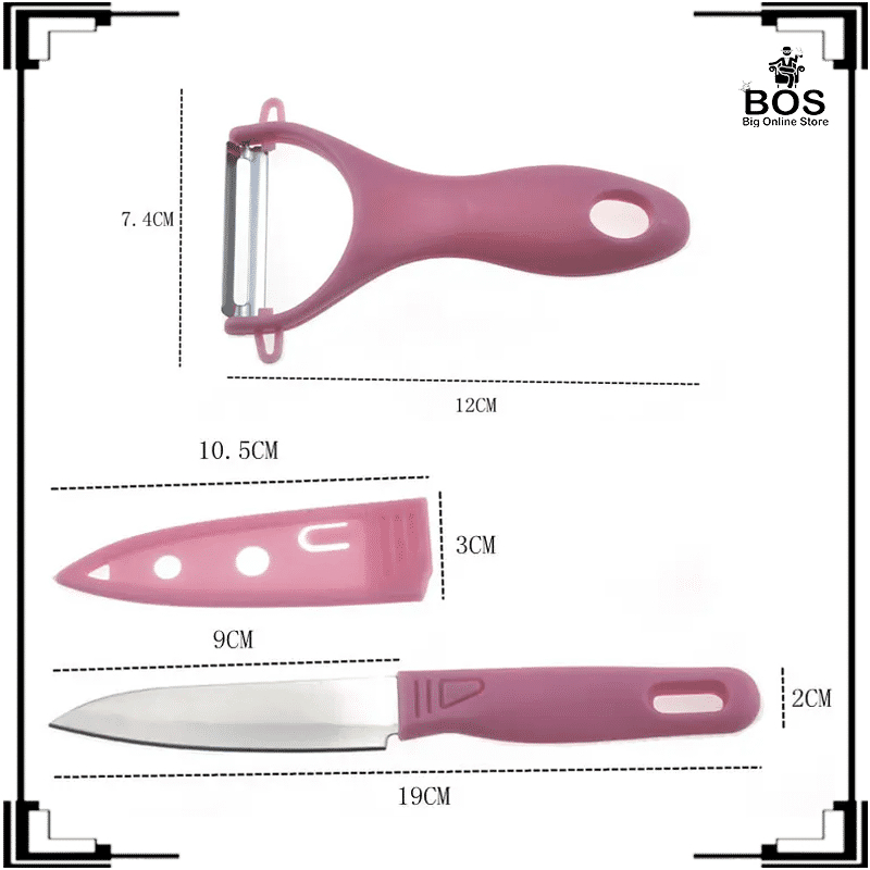 BOS - PISAU SET 4IN1 TALENAN GUNTING PENGUPAS KULIT / PISAU SET TAJAM STAINLESS / TALENAN SET KNIFE