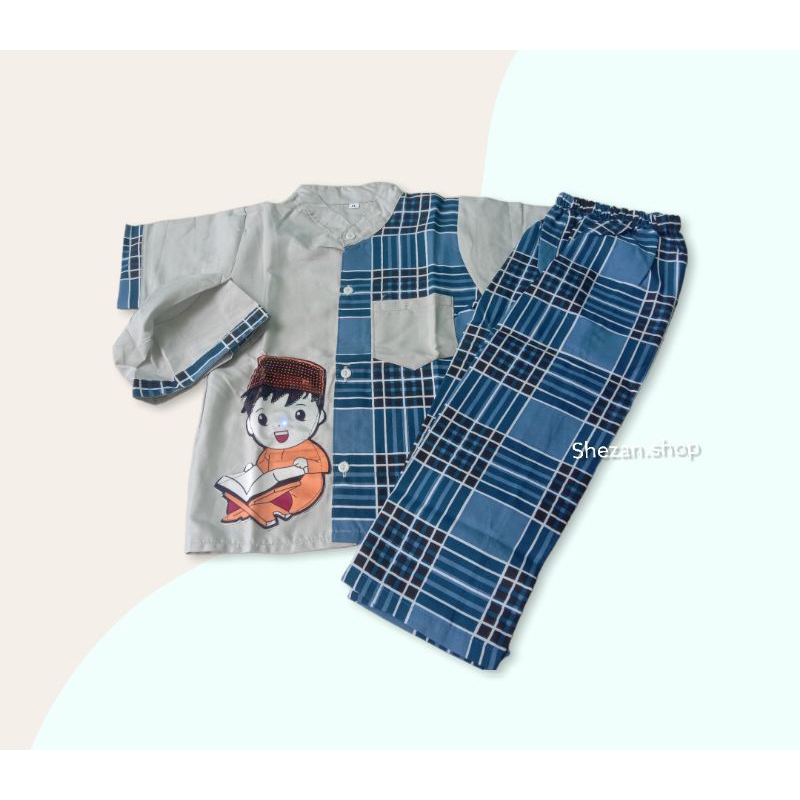 SETELAN BAJU KOKO ANAK FREE KOPYAH BAJU KOKO ANAK ADA LAMPU LED