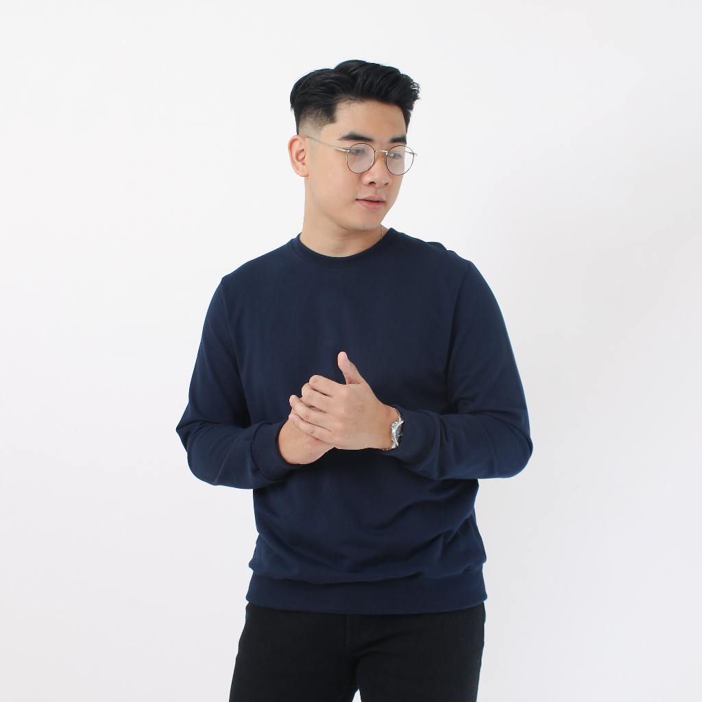 Volda Basic Crewneck Sweater Baby Terry (Navy)