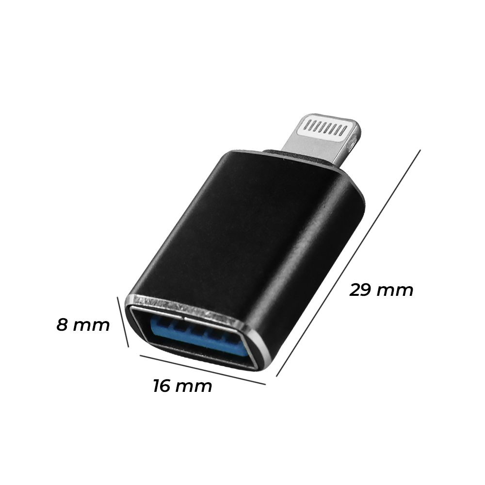 Lightning to USB Female OTG Adapter - NO14 - Black