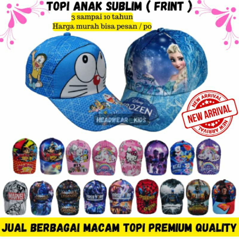 Topi Baseball Anak KARAKTER ( PRINT SUBLIM ) PREMIUM GROSIR MURAH