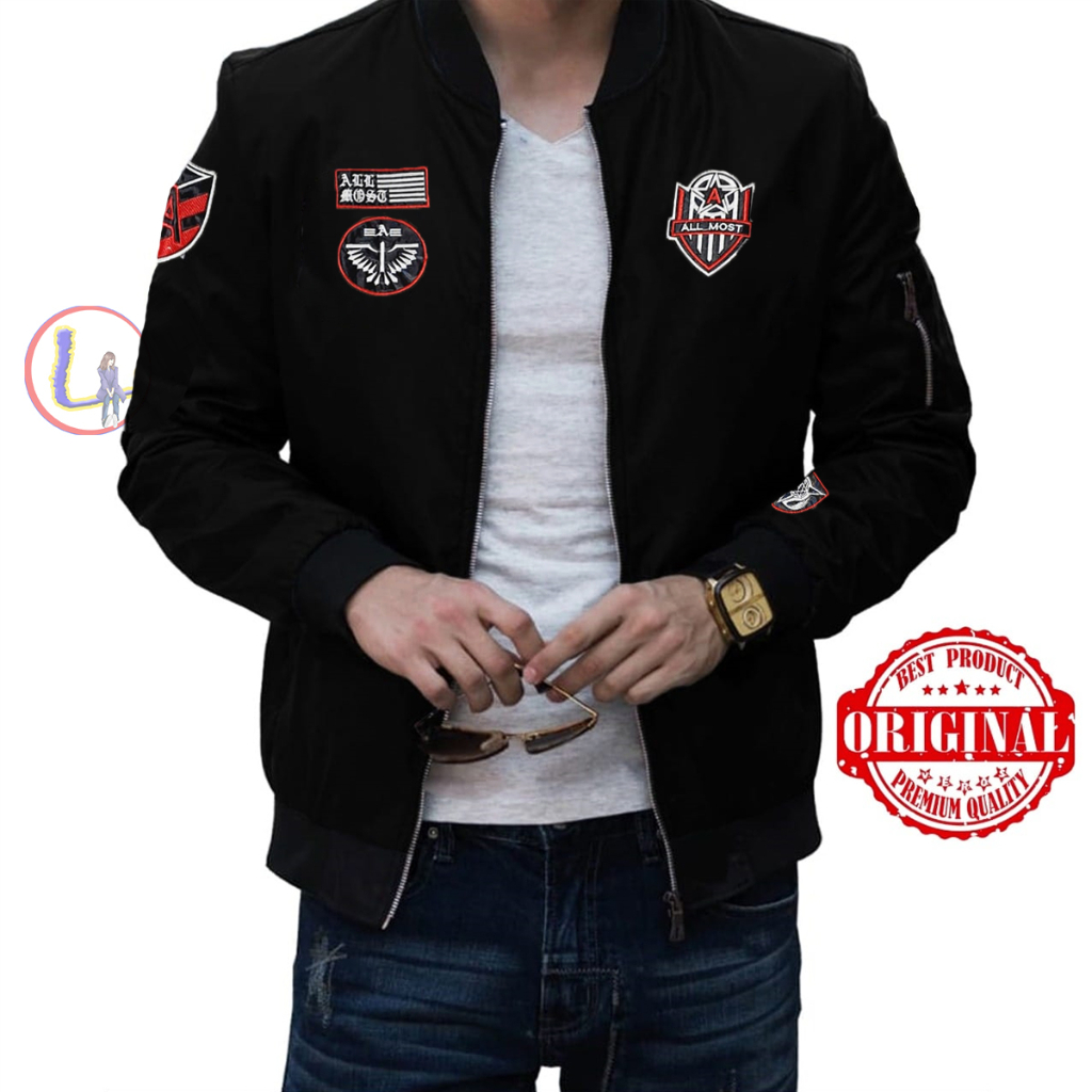 LULU - JAKET BOMBER BIKER  PRIA RIDER PARASUT LOGO BORDIR