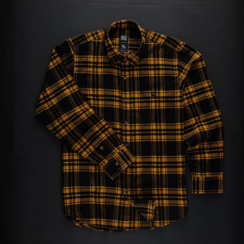 STHIRA | KEMEJA FLANEL SIXPAX SHARON LONG YELLOW | KEMEJA LEBARAN | KOTAK KOTAK | OUTER