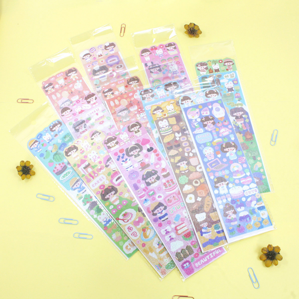 

PINKABULOUS Cute Girl Activity Hologram Diary Deco Stickers
