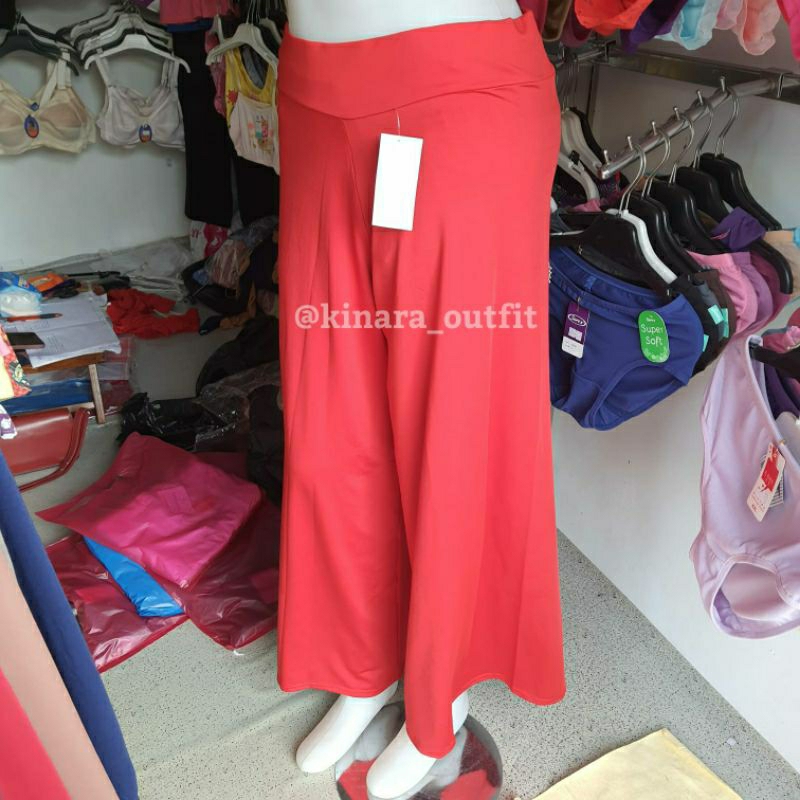 celana kulot panjang warna merah cabe / merah terang ready allsize dan size jumbo