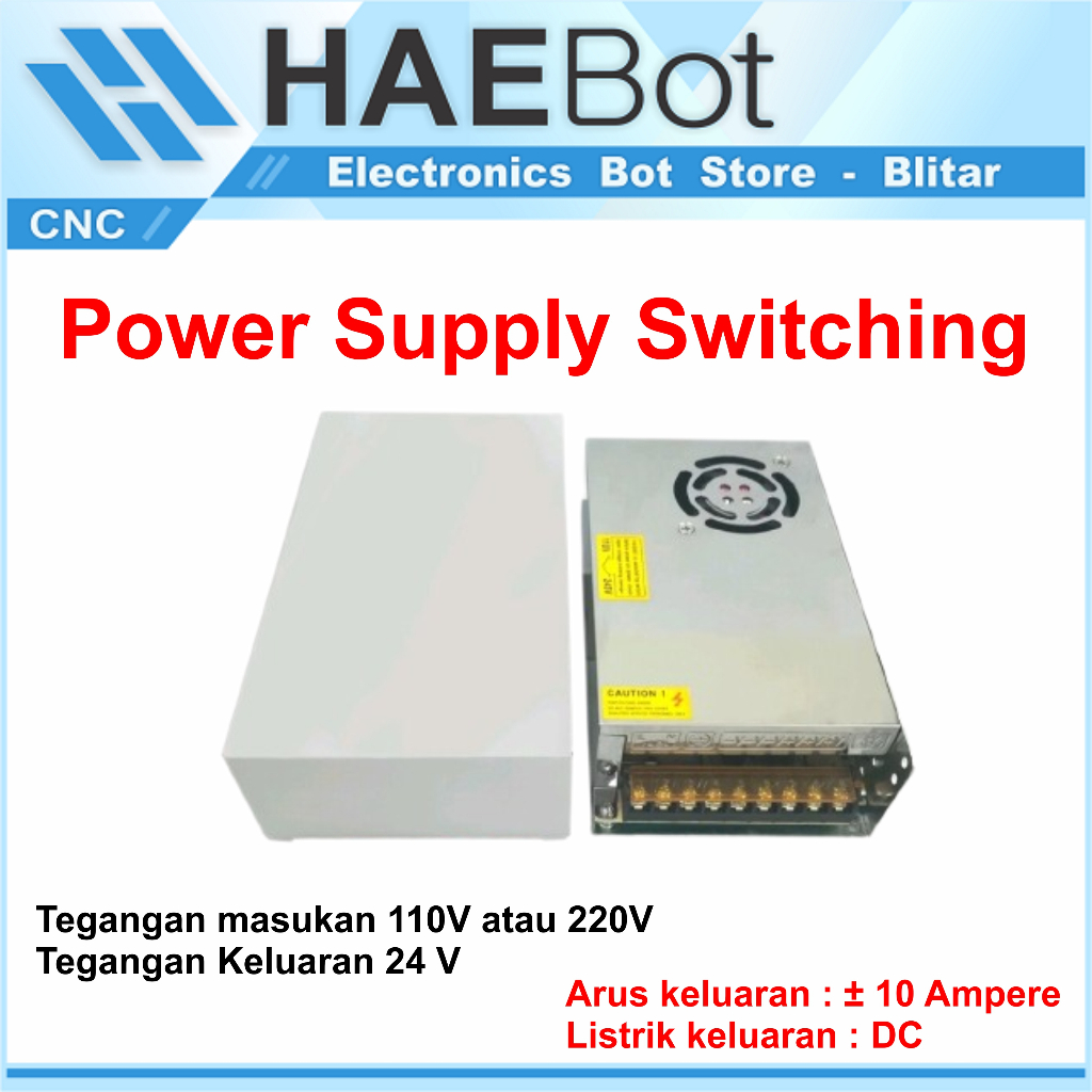 [HAEBOT] Power Supply Switching 24V 10A DC PSU Jaring 110/220 VAC 24 V Adaptor Adapter Switch Mini CNC Pencatu Catu Daya CCTV Trafo Elektronika Listri