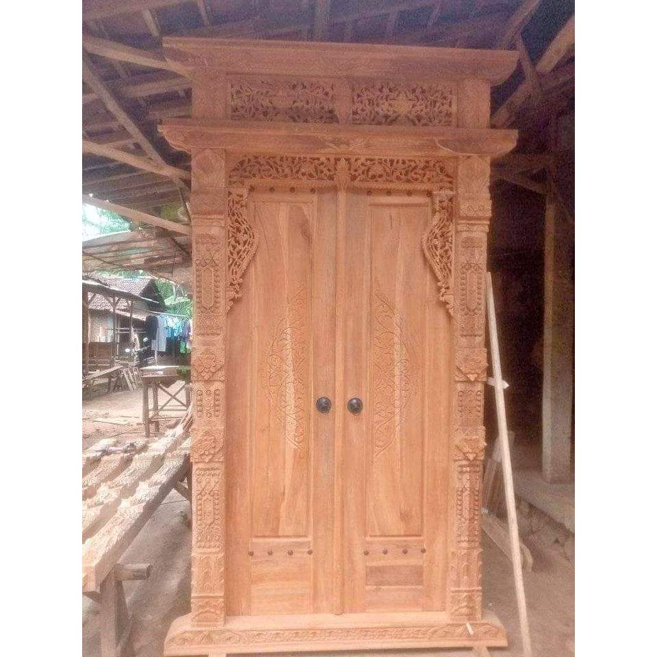 pintu rumah gebyok ukir minimalis jati jepara