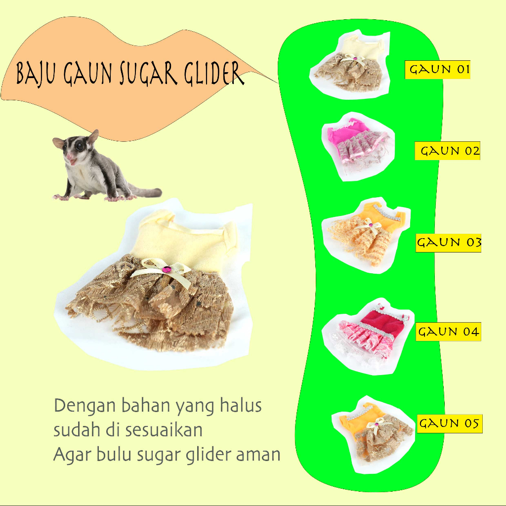 BAJU SUGAR GLIDER BETINA DRESS SUGAR GLIDER BETINA SUGAR GLIDER BAJU HAMSTER