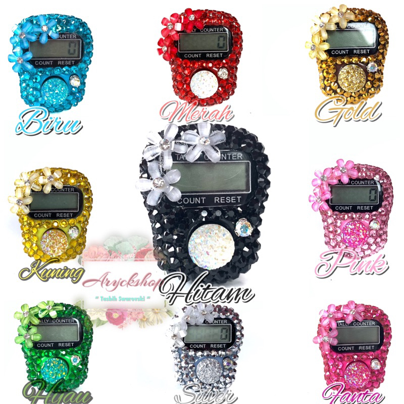 TASBIH DIGITAL TRIPLE SAKURA *SEBUTKAN WARNA *Tasbih Digital Bling bling Swarovsky cincin zikir alat