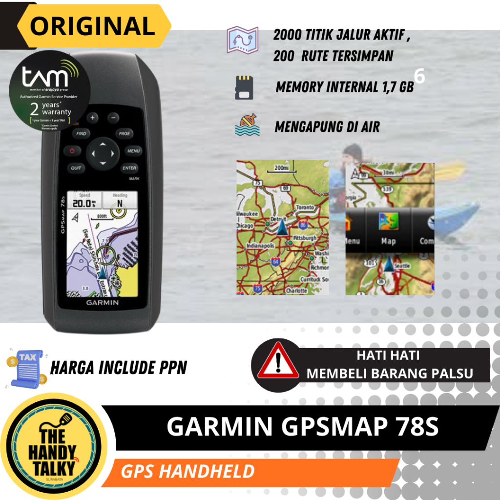 GARMIN GPSMAP 78S NEW ORIGINAL GARANSI RESMI TAM 2 TAHUN