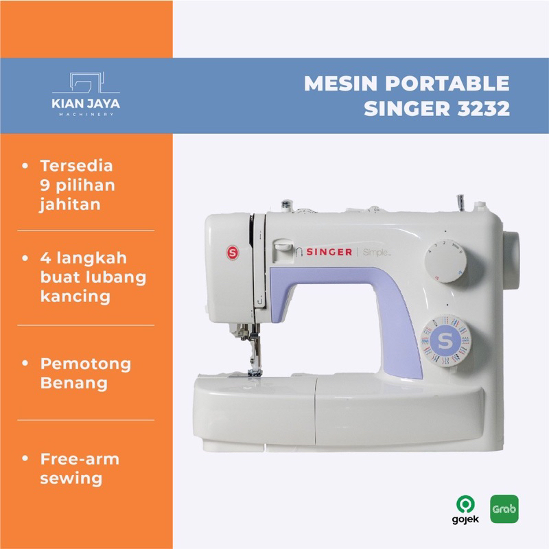 SECOND MESIN JAHIT PORTABLE SUNGER 3232