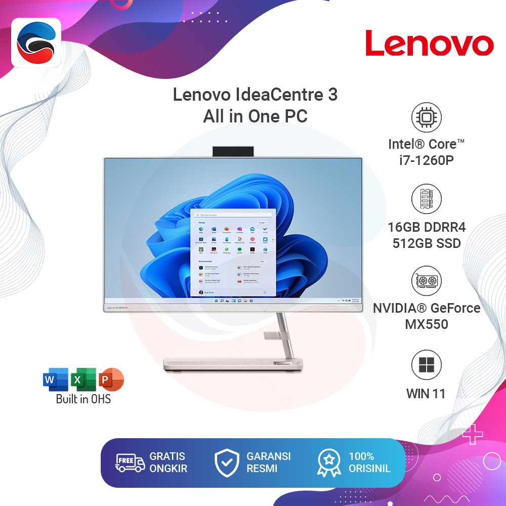 LENOVO PC AIO 3 27IAP7 Intel Core i7 1260P 16GB 512GB [F0GJ000HID]