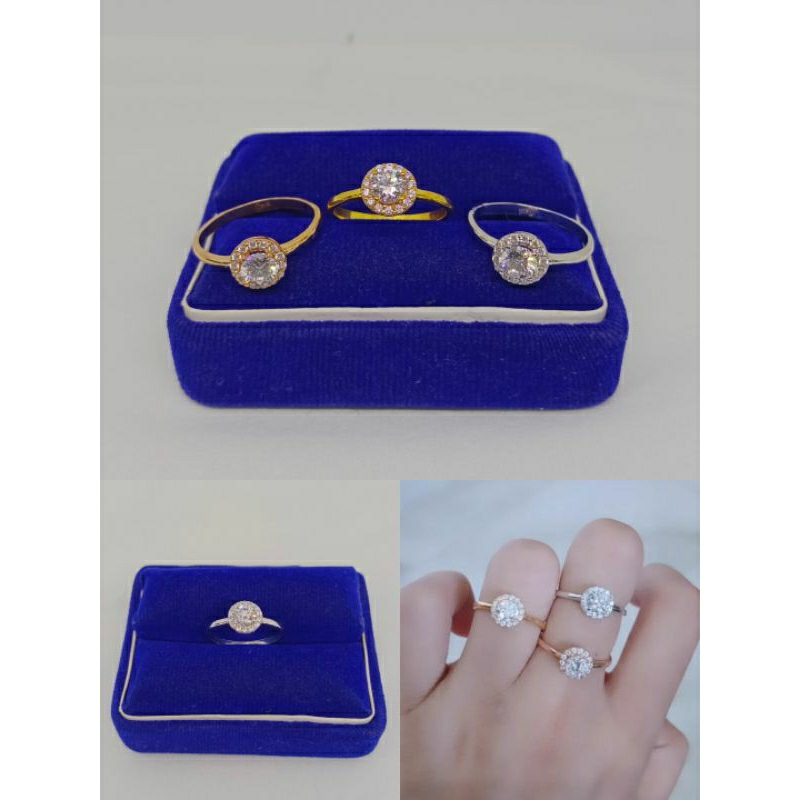 cincin solitaire mp kell/perak asli silver 925 lapis emas/perhiasan fashion wanita terbaru