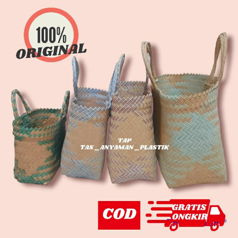 Tas Anyaman  Plastik Lurik Belanja Anyaman Tas Berkatan Hajatan Souvenir Parcel READY STOK