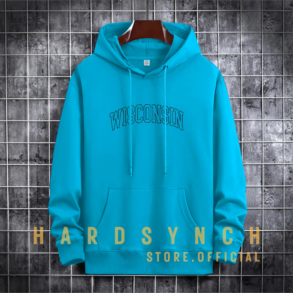 Sweater Hoodie Wisconsin HP Unisex ( Pria &amp; Wanita ) Premium Quality S-XXL Cotton Fleece / Hoodie Korean Style / Sweater Hoodie / Hoodie Polos / Hoodie Wanita / Hoodie Pria / Sweater Hoodie Distro Original ( WSCNSN HP 104 )