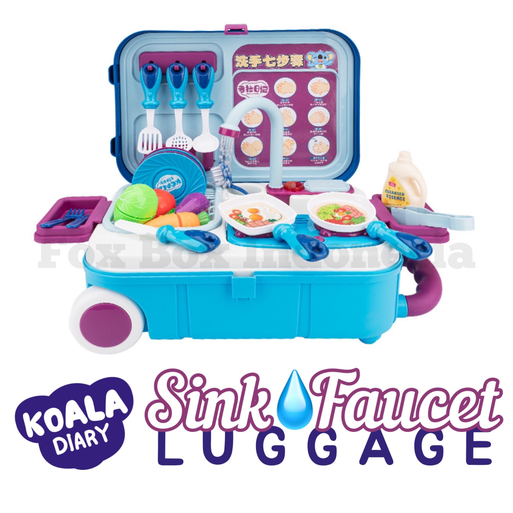 [PROMO TERBARU] Koala Diary Sink Faucet Luggage - Mainan Koper Cuci Piring Sungguhan - Wastafel Dapur Kitchen Mainan - Pretend Play - Fox Box Indonesia