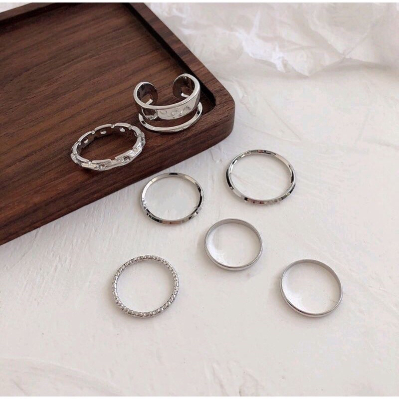 CINCIN Ring 7 Set roger ring alloy  unisex cincin aesthetic Simple Gaya Wanita Korea / Cincin Wanita 7pcs in 1 7in1