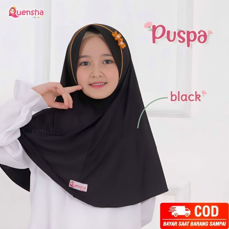 Quensha Kerudung Jilbab Instan Anak Perempuan Bahan Spandex Jersey Usia 3-8 Tahun Puspa Series Hijab