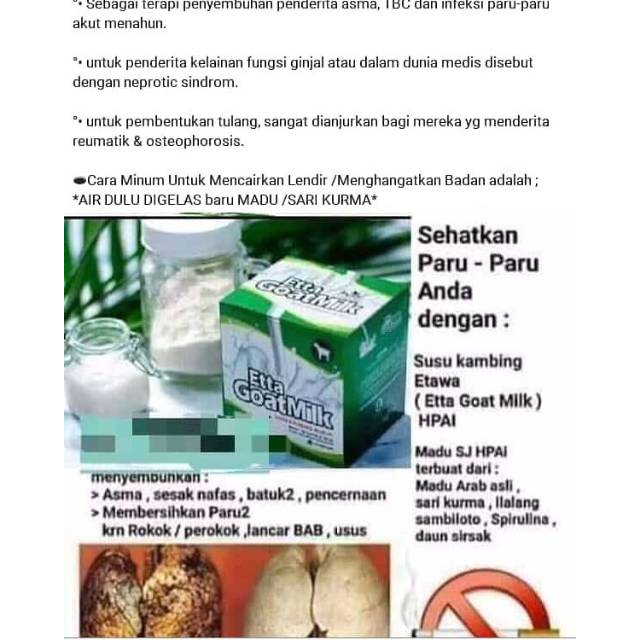 

RB22 Etta Goat Milk HNI HPAI EGM Susu Kambing Etawa 10 Sachet