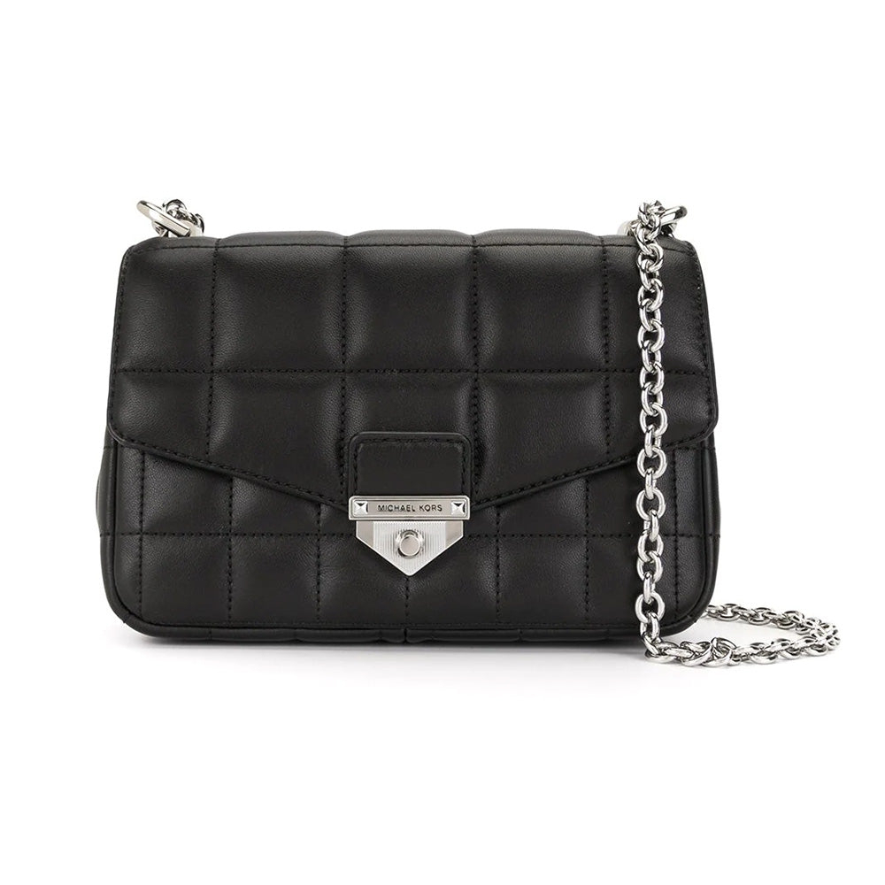 MK Soho Small Quilted Leather Shoulder Bag Black Shw (21 x 13)