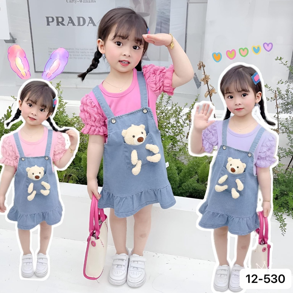 Dres Anak Perempuan Overall Free Boneka