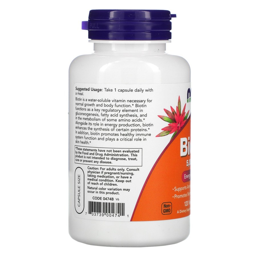 Now Foods Biotin 5000 mcg 5,000 mcg - 120 Veg Capsules Biotin 5000 mcg