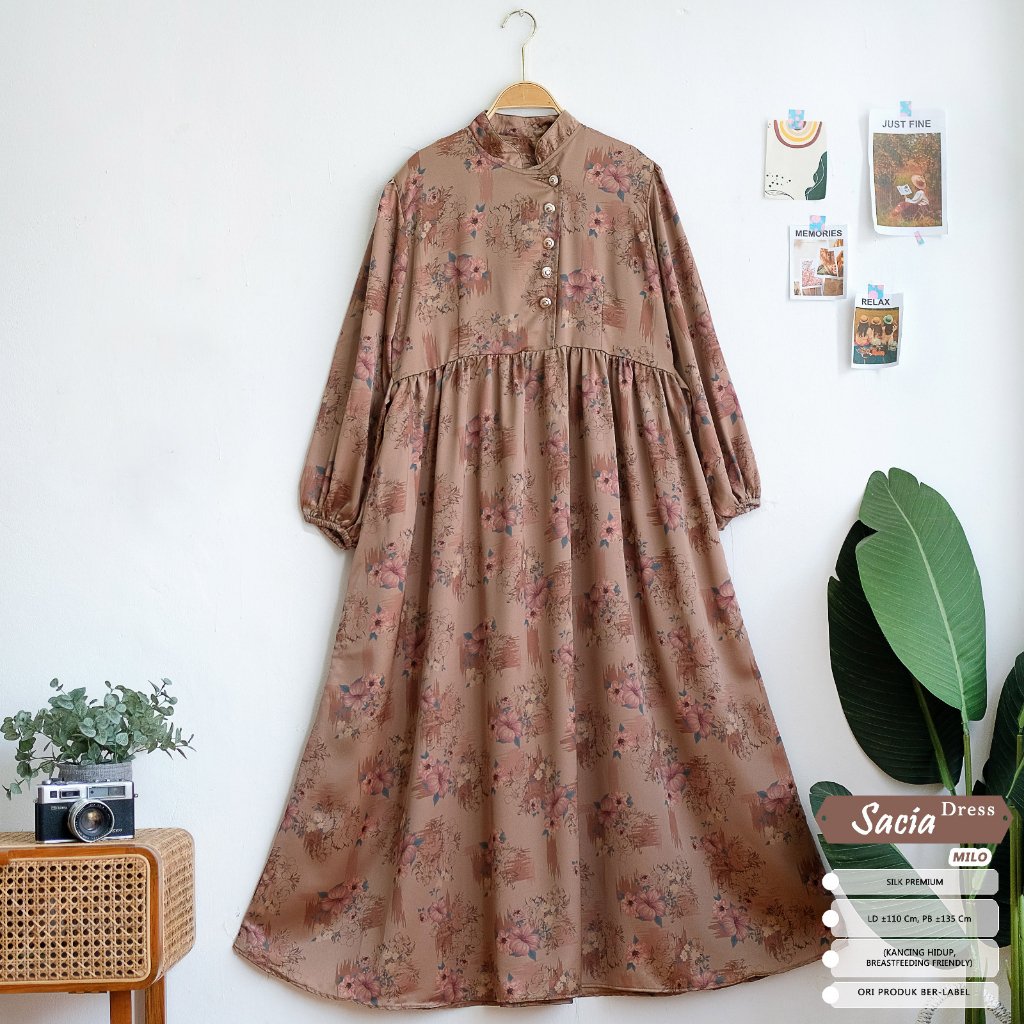 SACIA DRESS ARMANI SILK / DRESS SATIN / DRESS MOTIF