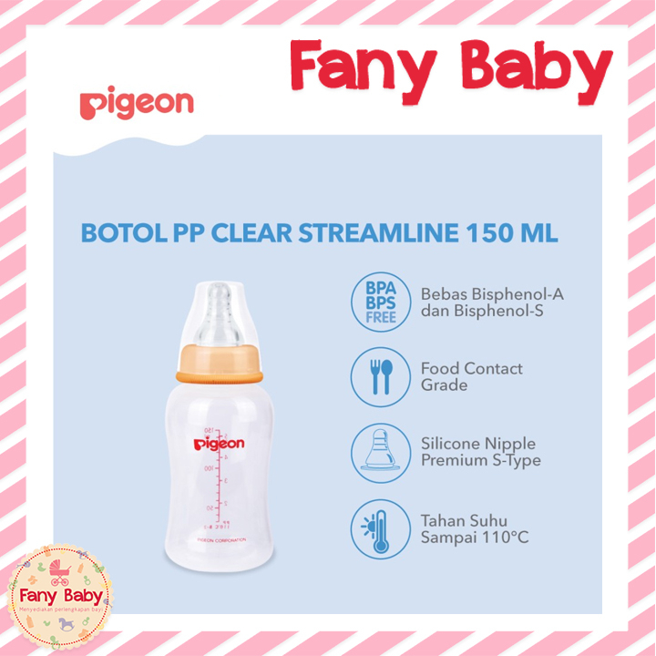 PIGEON BOTTLE PP CLEAR STREAMLINE 150ML