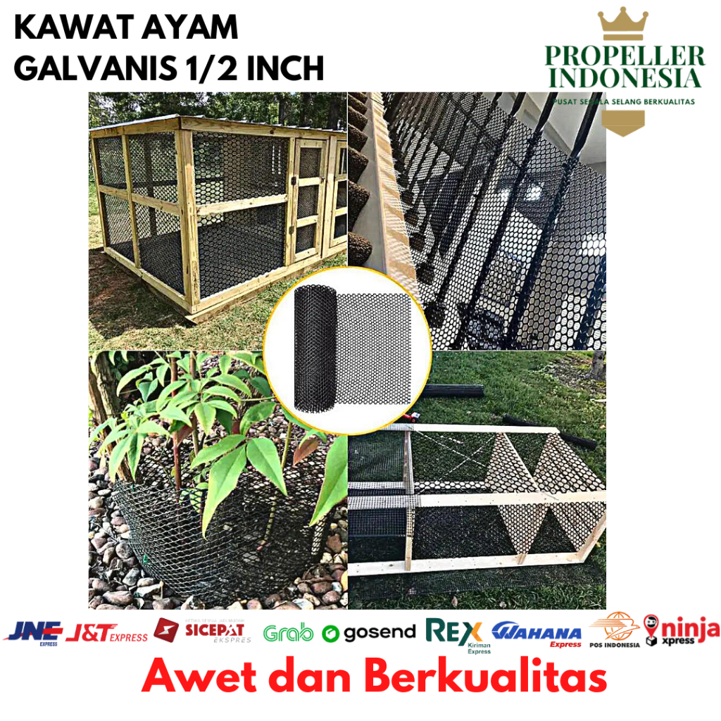 Kawat Ayam Kandang Taman Galvanis Hexagonal Chicken Wire Mess 1/2inch
