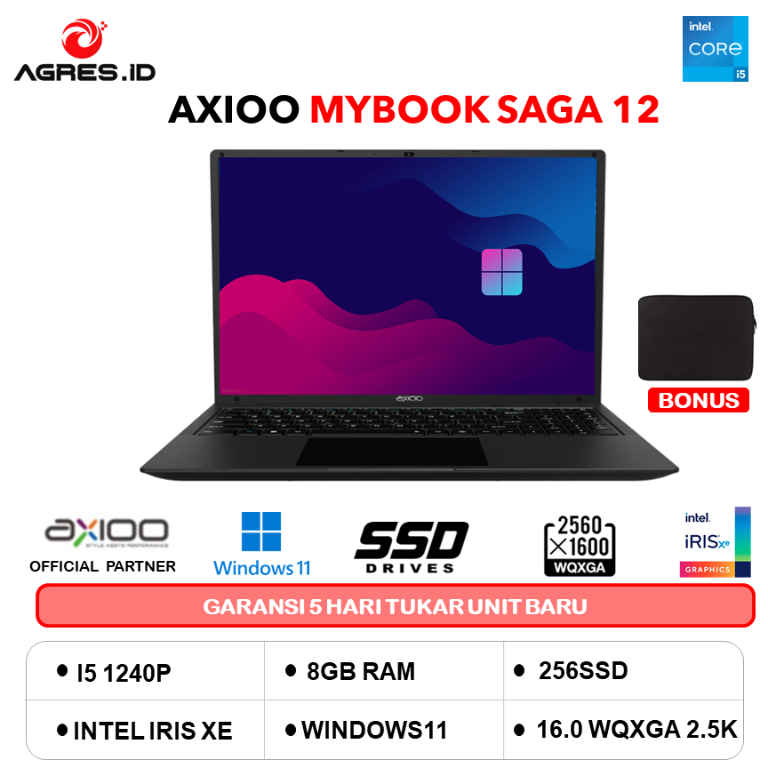 AXIOO MYBOOK SAGA 12 I5 1240P 8GB 256GB W11+OHS 16.0WQXGA 2.5K GRY