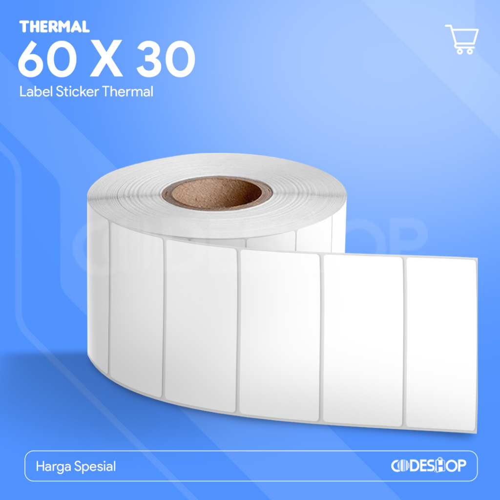 

DIRECT THERMAL 60X30MM 1LINE 500PCS GAP2MM CORE 1" STIKER BARCODE