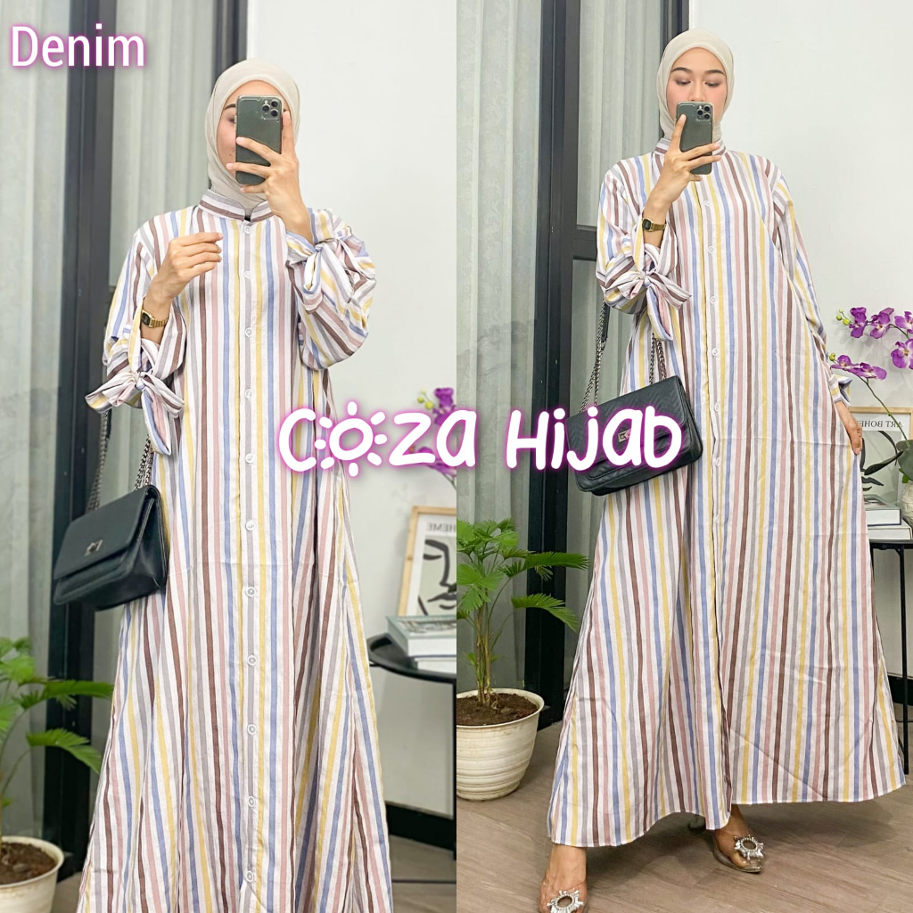 Gamis Salur Bahan Syakila Twill Premium Setrip