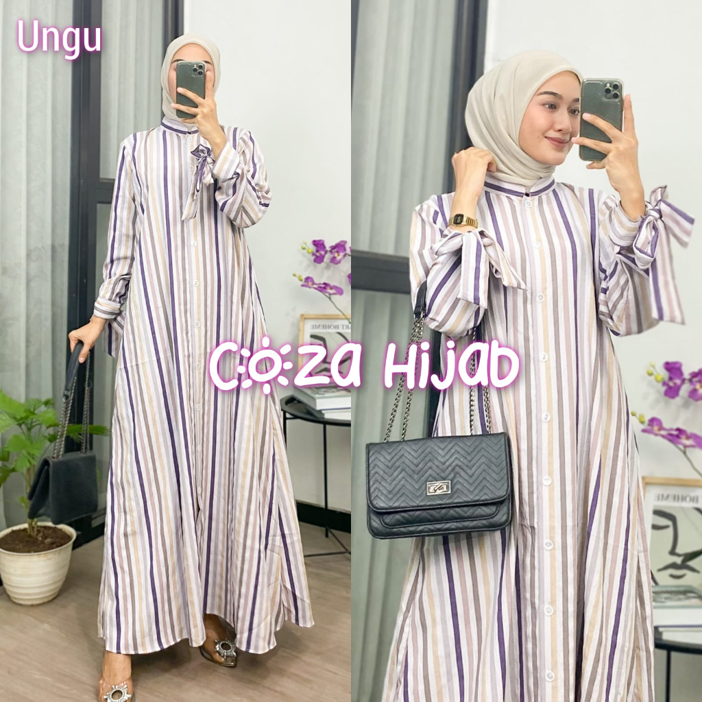 Gamis Salur Bahan Syakila Twill Premium Setrip