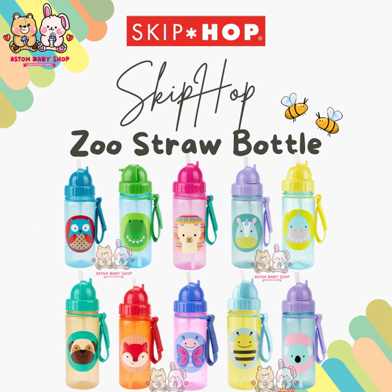 Skip Hop Zoo Straw Bottle 390 ml Botol Minum Anak Sedotan