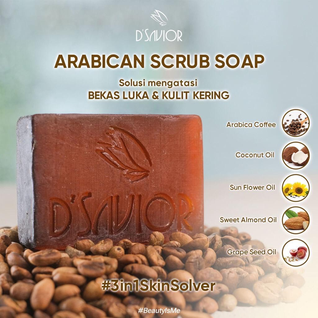 DSAVIOR Arabican Scrub Soap 80gr / Sabun Badan Bekas Luka, Jerawat, Kulit Kering