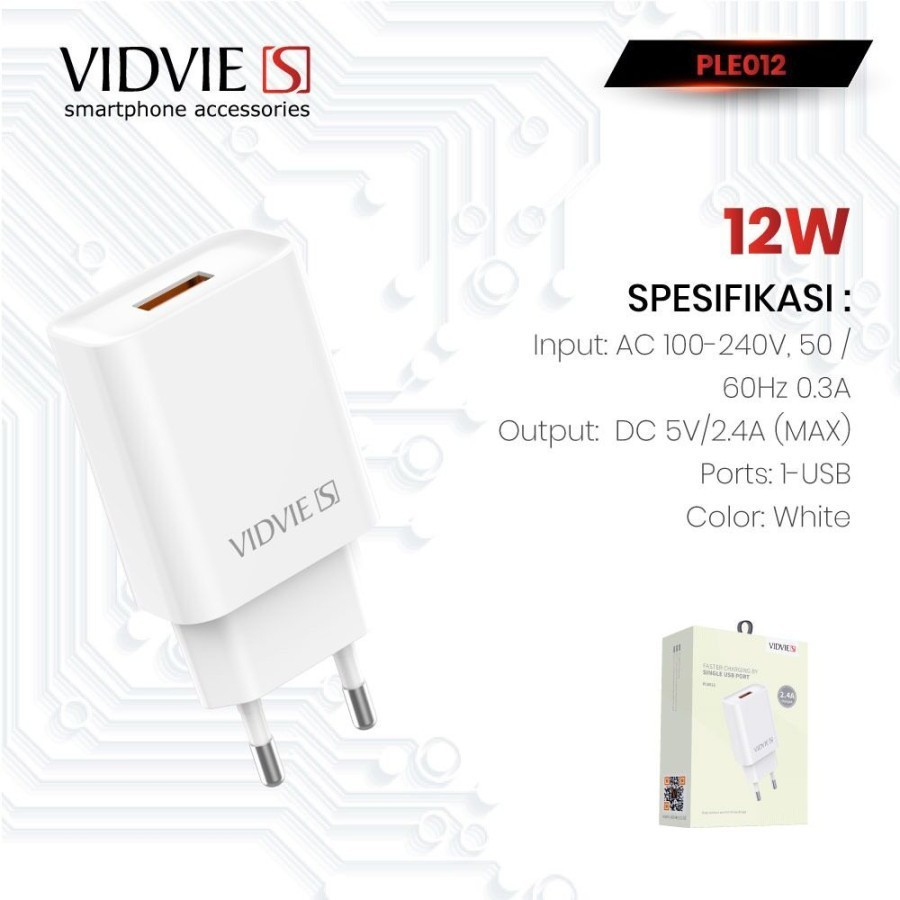 TRAVEL ADAPTER CHARGER VIDVIE'S / CHARGER VIDVIE'S PLE012-S