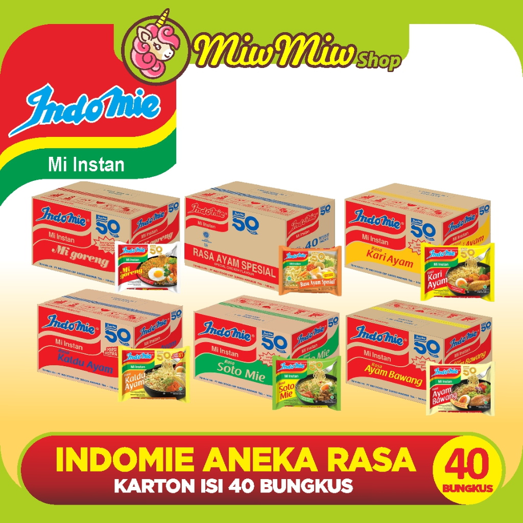 INDOMIE - Mie Instant / Mi Instan (Grosir - Karton/ Dus isi 40 Bungkus)