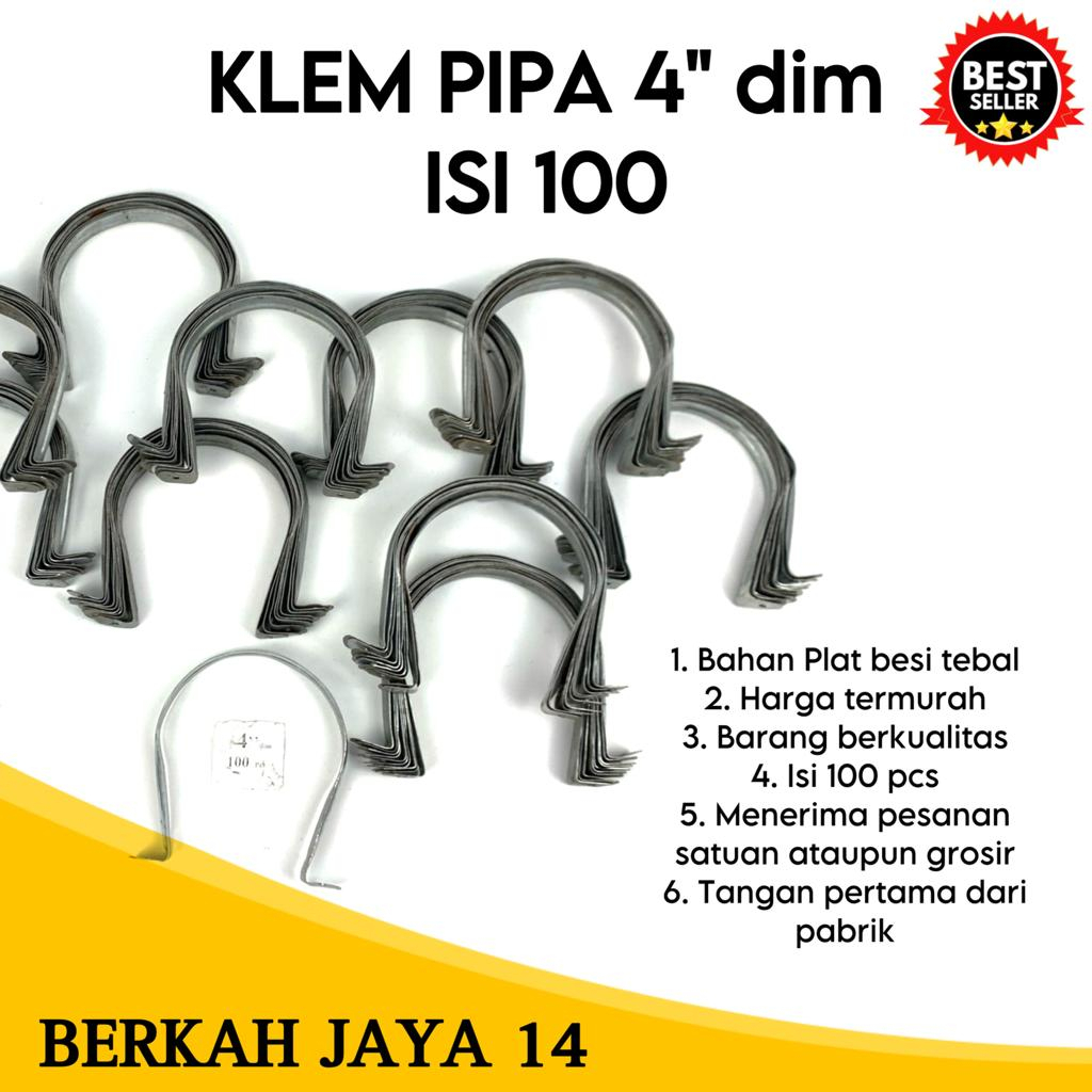 KLEM BESI PLAT PIPA UKURAN 4 ( EMPAT ) INCH ISI 100 BIJI PER PACK HARGA MURAH PROMO DISKON TERLARIS BARANG BERKUALITAS